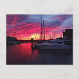 Carte Postale Coucher de soleil sur la marina de Hartlepool