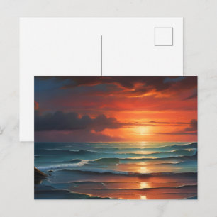 Carte Postale Coucher de soleil sur la mer art