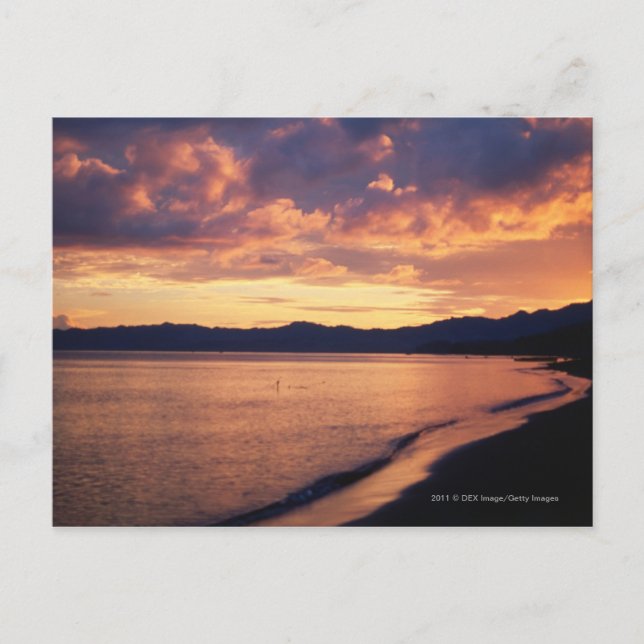Carte Postale Coucher de soleil sur la plage (Devant)