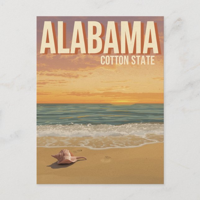 Carte Postale Coucher de soleil sur la plage de l'Alabama (Devant)