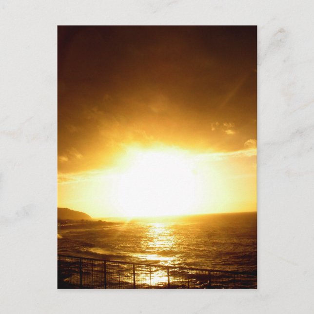 Carte Postale coucher de soleil sur la plage de sable (Devant)