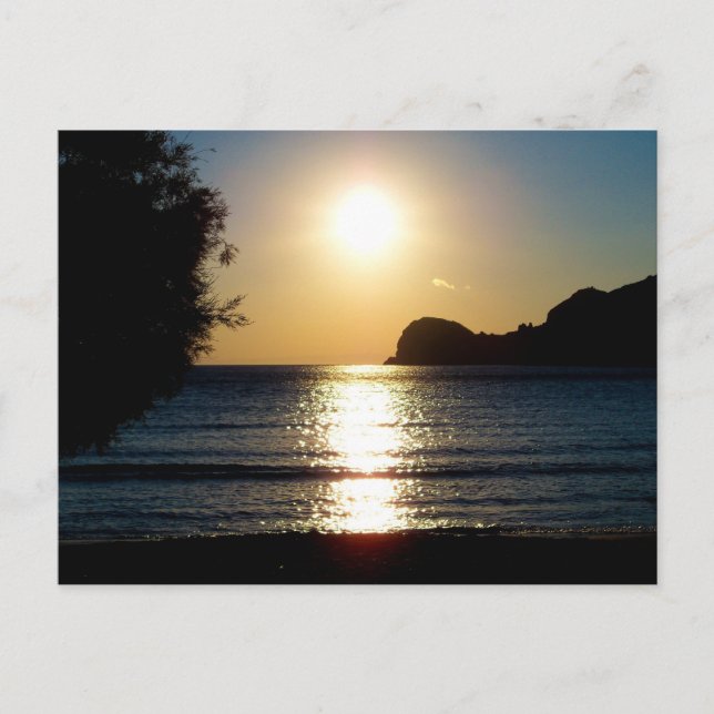 Carte Postale Coucher de soleil sur la plage de Syros (Devant)