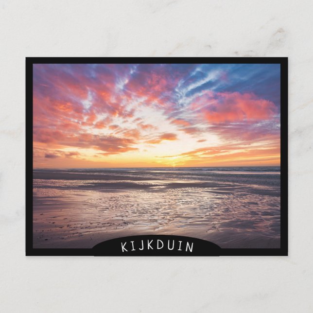 Carte Postale Coucher de soleil sur la plage et la mer (Devant)