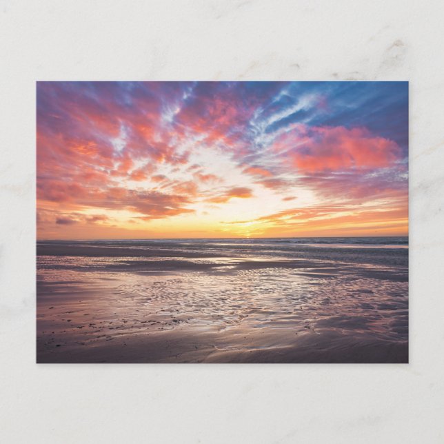 Carte Postale Coucher de soleil sur la plage et la mer (Devant)