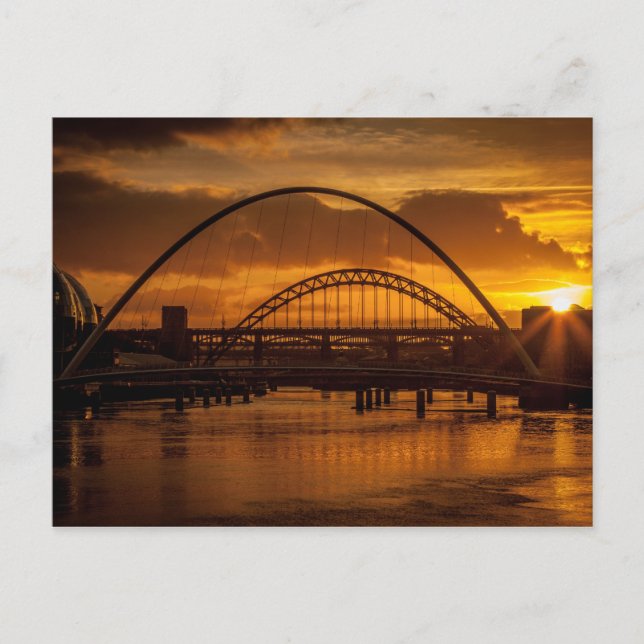 Carte Postale Coucher de soleil sur la rivière Tyne (Devant)