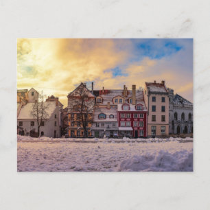 Carte Postale Coucher de soleil sur la rue à Riga