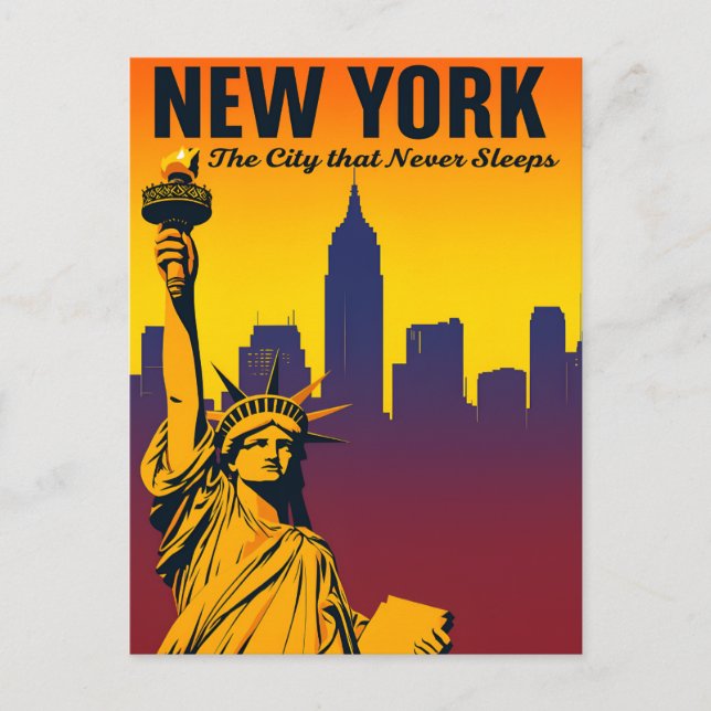 Carte Postale Coucher de soleil sur la skyline de New York City (Devant)