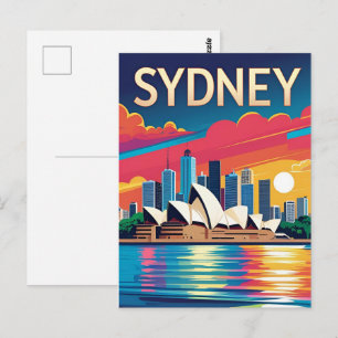 Carte Postale Coucher de soleil sur la skyline de Sydney Austral