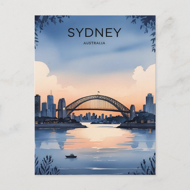 Carte Postale Coucher de soleil sur la skyline de Sydney Austral (Devant)