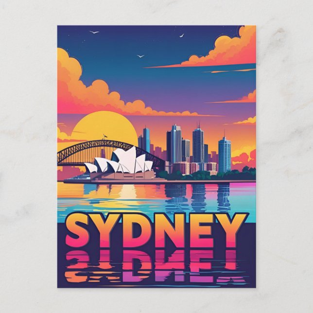 Carte Postale Coucher de soleil sur la skyline de Sydney Austral (Devant)