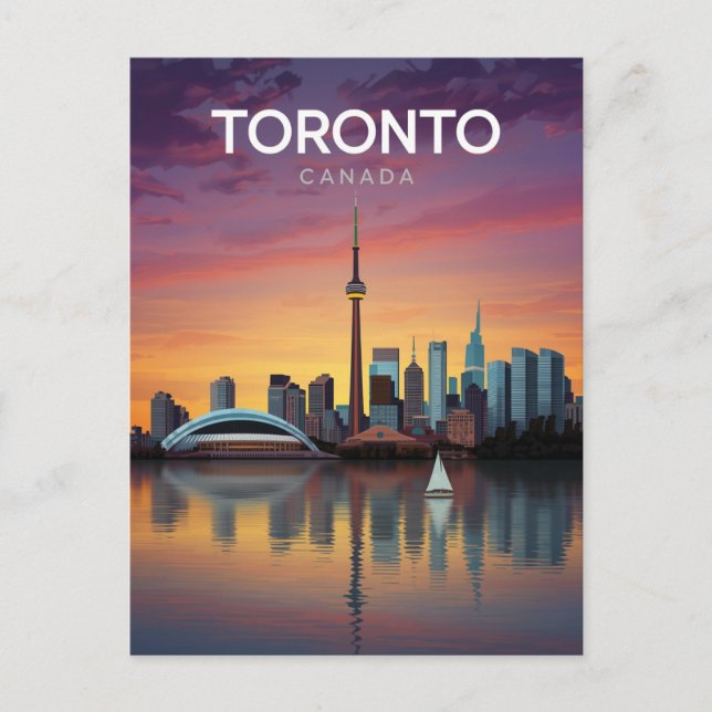 Carte Postale Coucher de soleil sur la skyline de Toronto Canada (Devant)