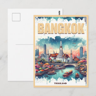 Carte Postale Coucher de soleil sur la ville de Bangkok - Cadeau