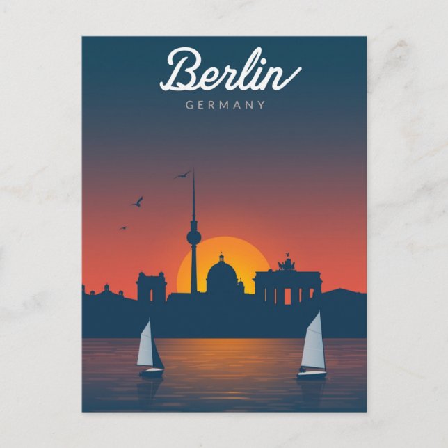Carte Postale Coucher de soleil sur la ville de Berlin (Devant)