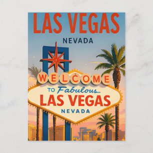 Carte Postale Coucher de soleil sur la ville de Las Vegas Nevada