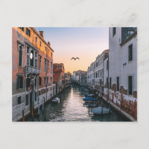CARTE POSTALE COUCHER DE SOLEIL SUR LE CANAL DE VENISE, ITALIE