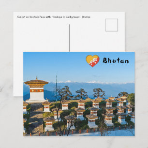 Carte Postale Coucher de soleil sur le col de Dochula - Bhoutan,