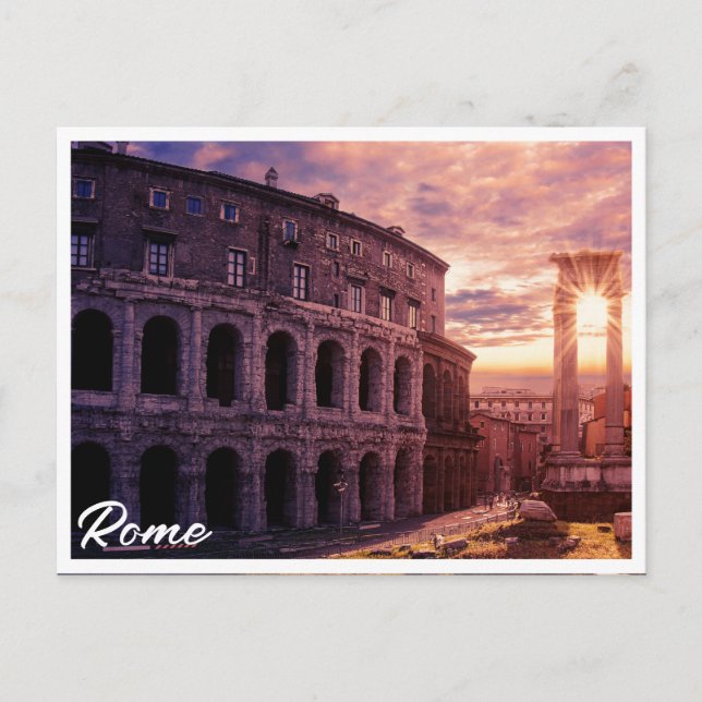 Carte Postale Coucher de soleil sur le Colisée de Rome à Rome (Devant)