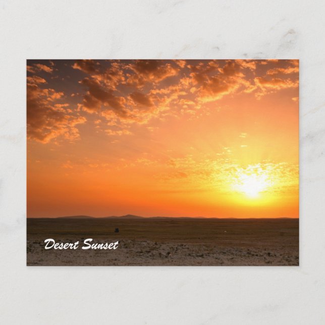 Carte Postale coucher de soleil sur le désert (Devant)