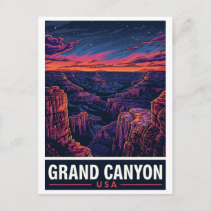 Carte Postale Coucher de soleil sur le Grand Canyon dans le ciel
