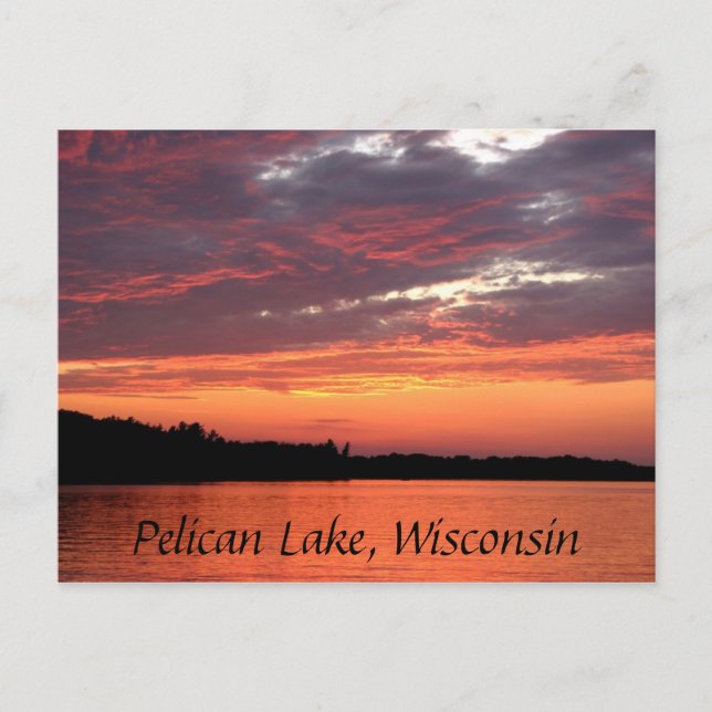 Carte Postale Coucher de soleil sur le lac Pelican, Wisconsin (Devant)