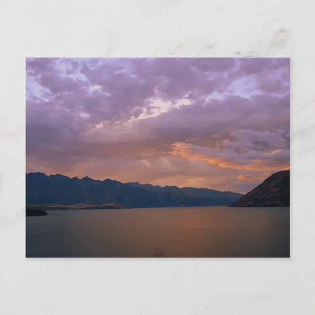 Carte Postale Coucher de soleil sur le lac Wakatipu, Queenstown, (Devant)