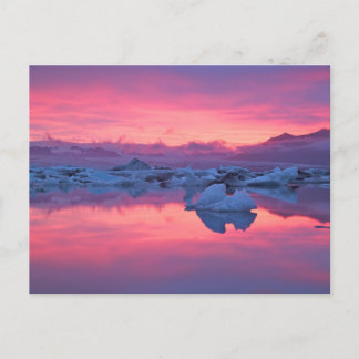 Carte Postale Coucher de soleil sur le lagon du glacier Jokulsar