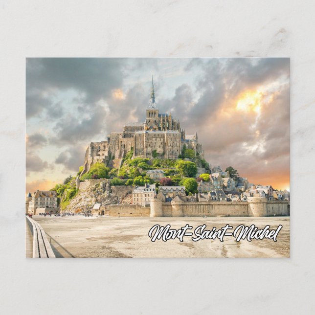 Carte Postale Coucher de soleil sur le Mont-Saint-Michel, Norman (Devant)