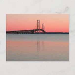 Carte Postale Coucher de soleil sur le pont Mackinac, Michigan