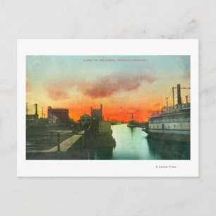 Carte Postale Coucher de soleil sur le port ViewStockton, CA