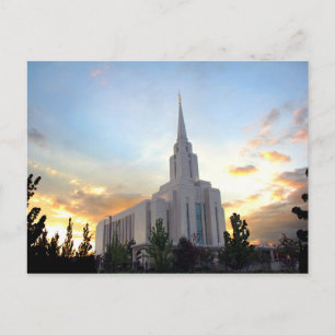 Carte Postale Coucher de soleil sur le temple LDS d'Oquirrh Moun