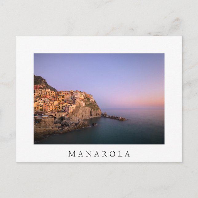 Carte Postale Coucher de soleil sur le village de Manarola dans  (Devant)