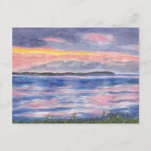 Carte Postale Coucher de soleil sur les aquarelles de l'île Kell