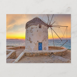 Carte Postale Coucher de soleil sur les célèbres moulins à vent