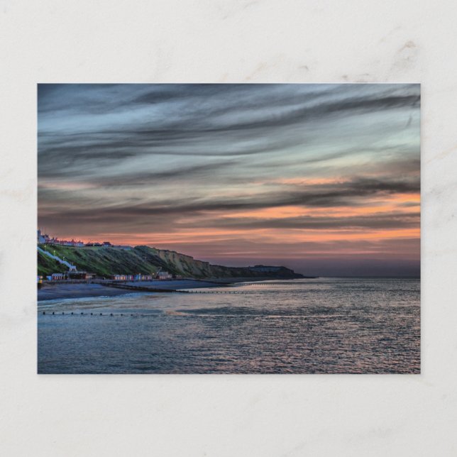 Carte Postale Coucher de soleil sur les falaises de Cromer (Devant)