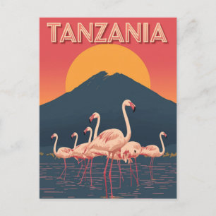 Carte Postale Coucher de soleil sur les flamants de Tanzanie