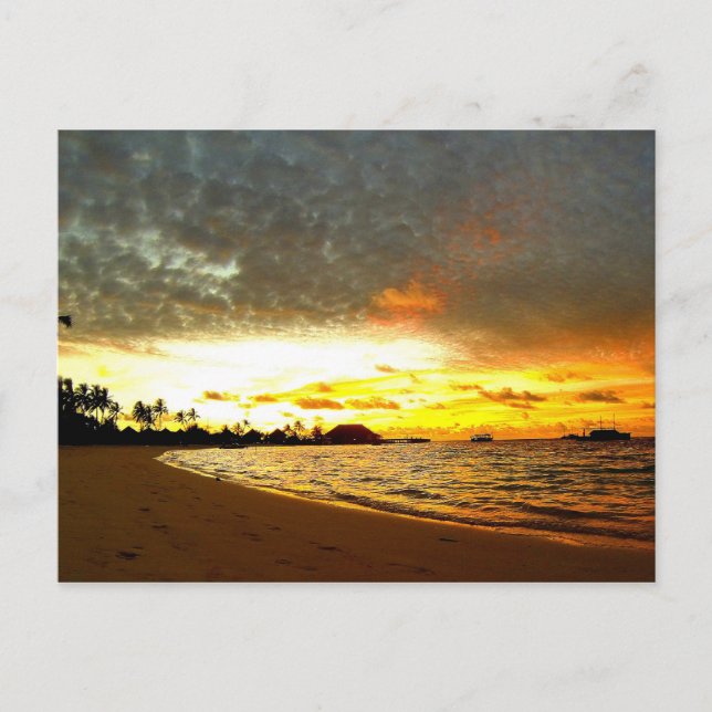Carte Postale Coucher de soleil sur les Maldives (Devant)