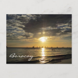 Carte Postale coucher de soleil sur les vagues à Boracay