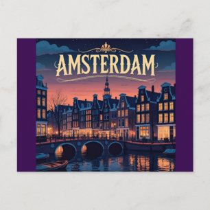 Carte Postale Coucher de soleil sur l'horizon d'Amsterdam