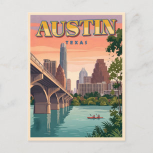 Carte Postale Coucher de soleil sur l'horizon d'Austin – Paysage