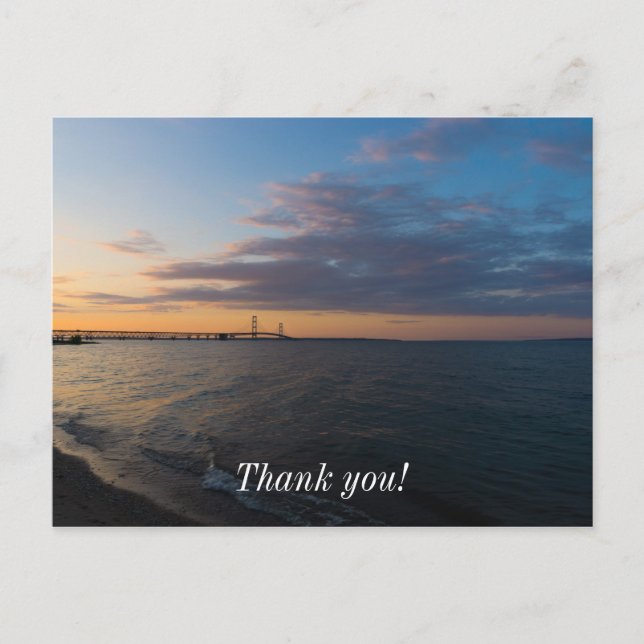 Carte Postale Coucher de soleil sur Mackinaw City (Devant)