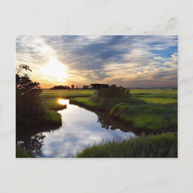 Carte Postale Coucher de soleil sur Marsh Bombay Hook Deleware (Devant)