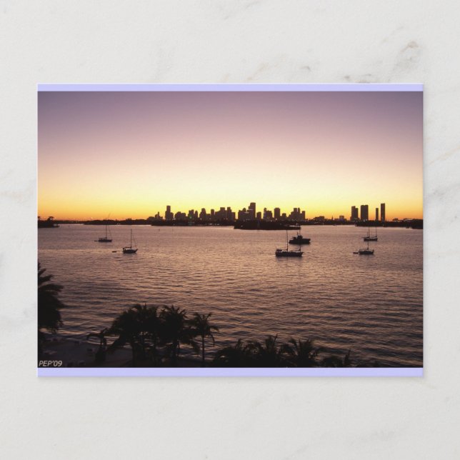 Carte Postale Coucher de soleil sur Miami (Devant)