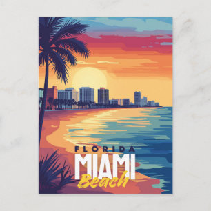 Carte Postale Coucher de soleil sur Miami Beach Côte floridien