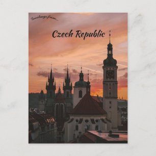 Carte Postale Coucher de soleil sur Prague République tchèque