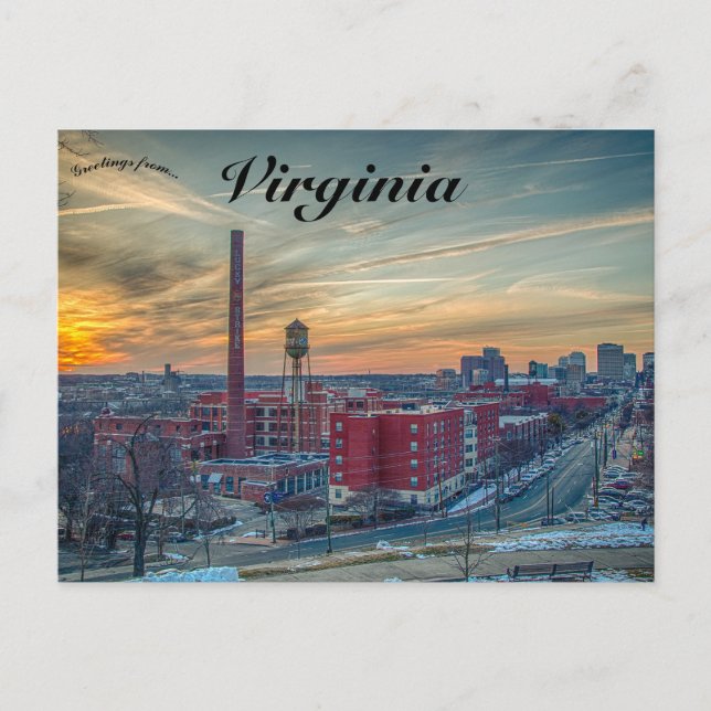 Carte Postale Coucher de soleil sur Richmond Virginie (Devant)