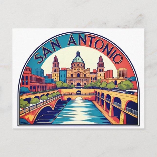 Carte Postale Coucher de soleil sur San Antonio Texas (Devant)