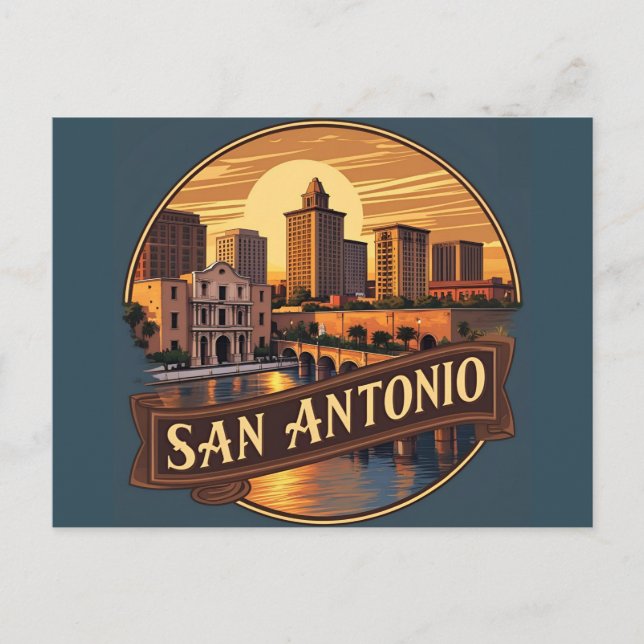 Carte Postale Coucher de soleil sur San Antonio Texas (Devant)