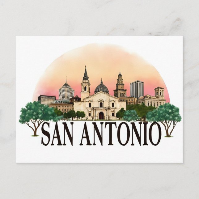 Carte Postale Coucher de soleil sur San Antonio Texas (Devant)