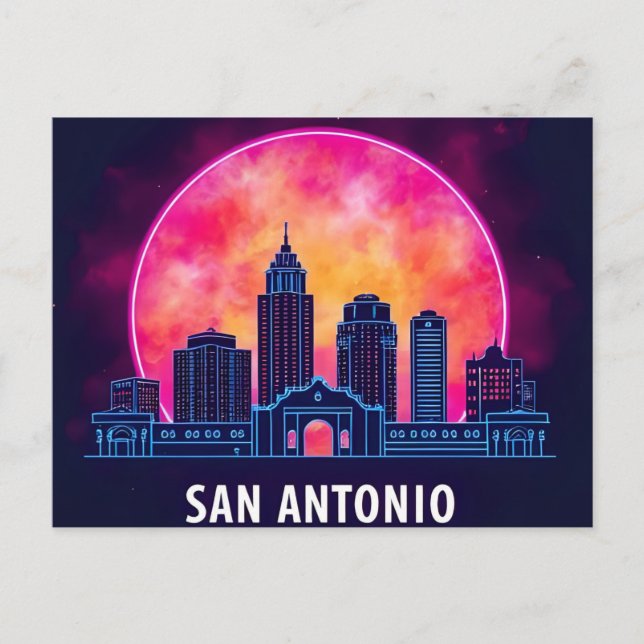 Carte Postale Coucher de soleil sur San Antonio Texas (Devant)