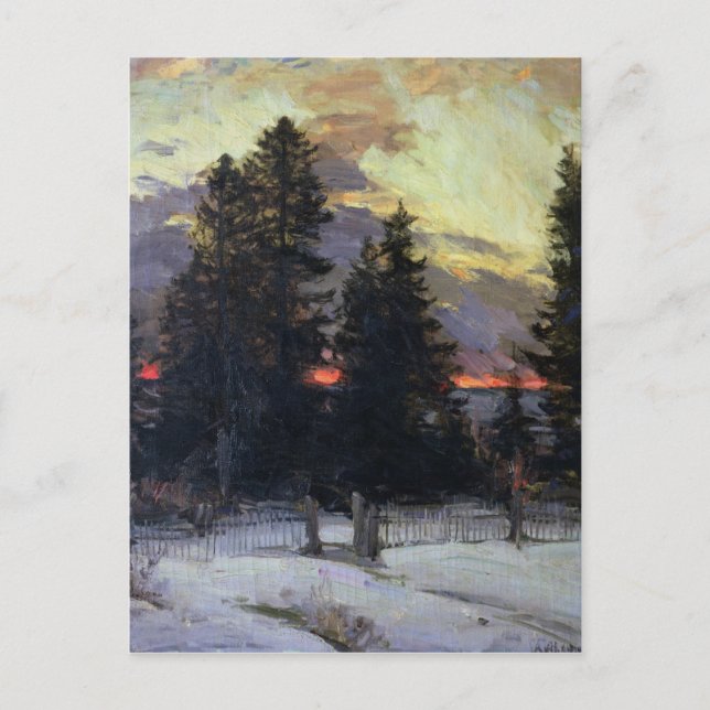 Carte Postale Coucher de soleil sur un paysage hivernal, vers 19 (Devant)